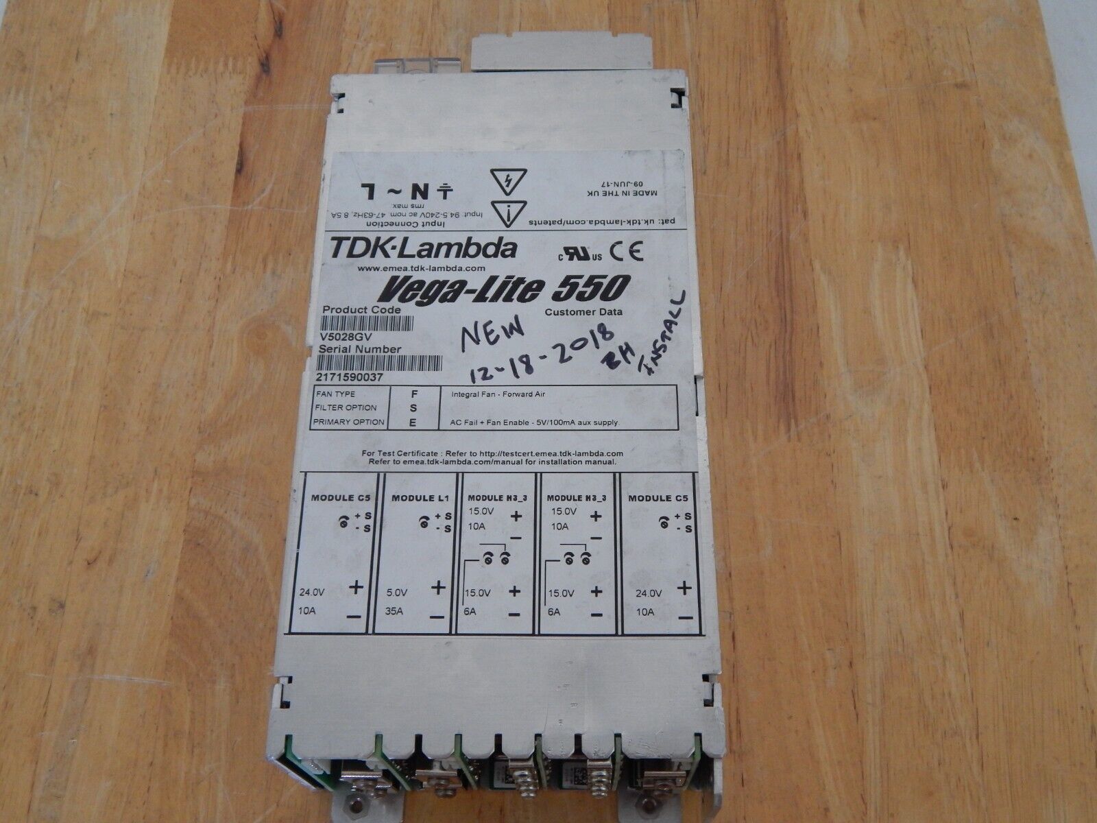 TDK-LAMBDA Vega-Lite 550 V5028GV Power Supply, Used, 2 in stock, USA TDK-LAMBDA Vega-Lite 550 V5028GV Power Supply, Used, 2 in stock, USA